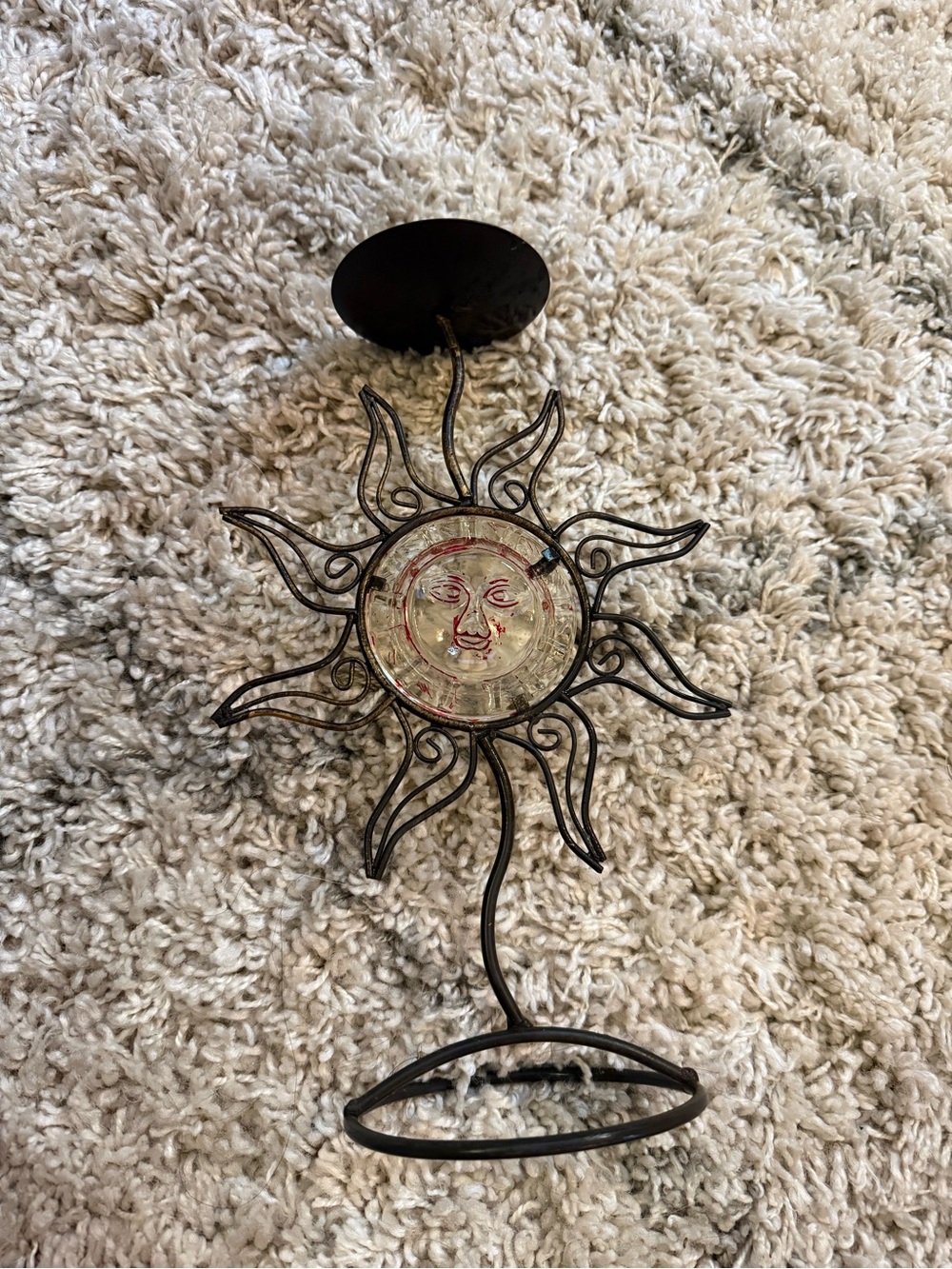 Sunburst Metal Wall Decor with Glass Face - Black